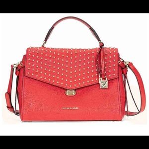 Michael Kors Bristol Med Leather Studded Satchel